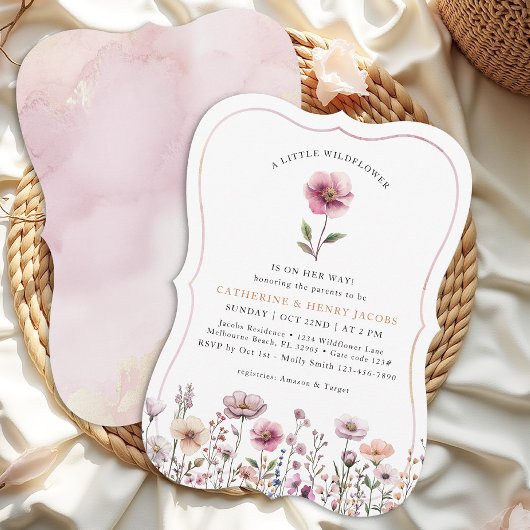 Blush Pink Wildflower Baby shower Uitnodiging – Du