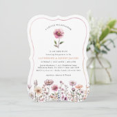 Blush Pink Wildflower Baby shower Uitnodiging – Du (Staand voorkant)