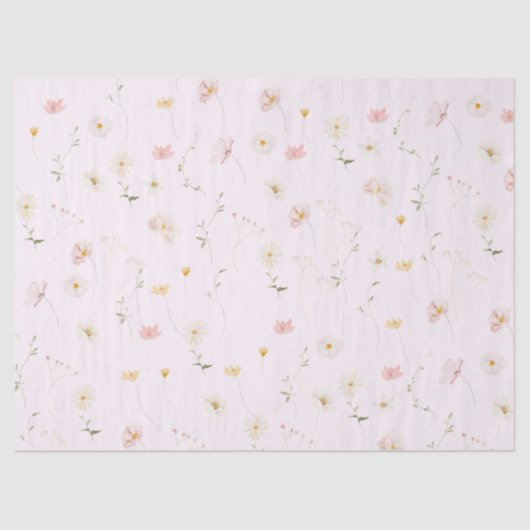 Blush Pink Wildflower Bloemen Baby in Bloom Tissuepapier (Voorkant)