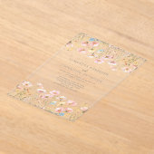 Blush Pink Wildflower Bloemen bruiloft Acryl Uitnodigingen (Laagn)