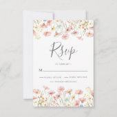 Blush Pink Wildflower Bloemen bruiloft RSVP Kaartje (Voorkant)