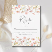 Blush Pink Wildflower Bloemen bruiloft RSVP Kaartje