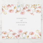 Blush Pink Wildflower Bloemen bruiloft Sparkling Wijnetiket (Enkel label)