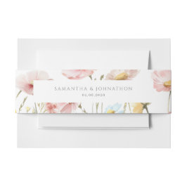 Blush Pink Wildflower Bloemen bruiloft Uitnodigingen Wikkel