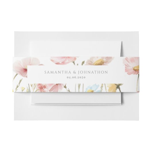 Blush Pink Wildflower Bloemen bruiloft Uitnodigingen Wikkel (Voorkant Voorbeeld)