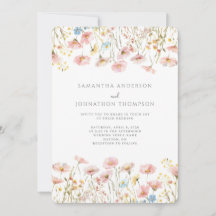 Blush Pink Wildflower Bloemen Huwelijksuitnodiging