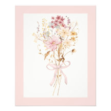 Blush Pink Wildflower Boeket met strik | vrouwelij
