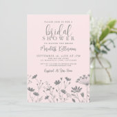 Blush Pink Wildflower Bridal Shower Kaart (Staand voorkant)