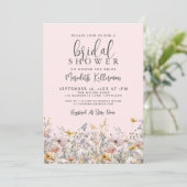 Blush Pink Wildflower Bridal Shower Kaart (Staand voorkant)