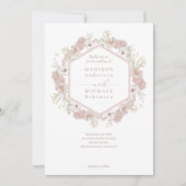 Blush Pink Wildflower Elegante QR Code Huwelijk Kaart (Voorkant)