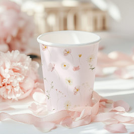 Blush Pink Wildflower Floral Baby shower Papieren Bekers