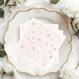 Blush Pink Wildflower Floral Baby shower Servet