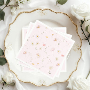Blush Pink Wildflower Floral Baby shower Servet