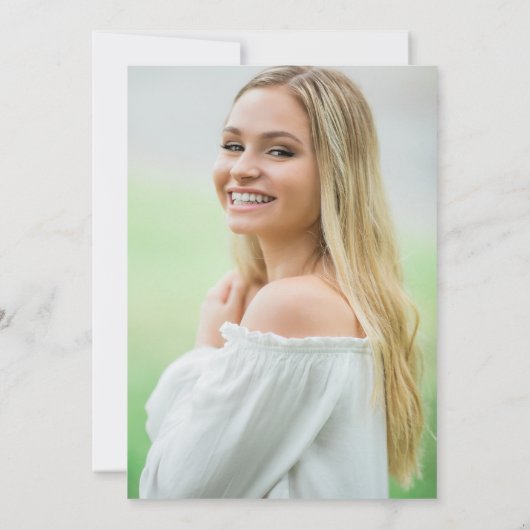 Blush Pink Wildflower Foto Afstudeerfeest Kaart (Achterkant)