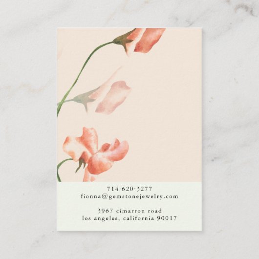 Blush Pink Wildflower | Kaart voor beeldscherm ont Visitekaartje (Achterkant)