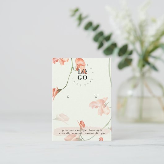 Blush Pink Wildflower | Kaart voor beeldscherm ont Visitekaartje (Staand voorkant)