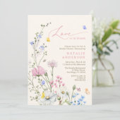 Blush Pink Wildflower Liefde in Bloom Vrijgezellen Kaart (Staand voorkant)