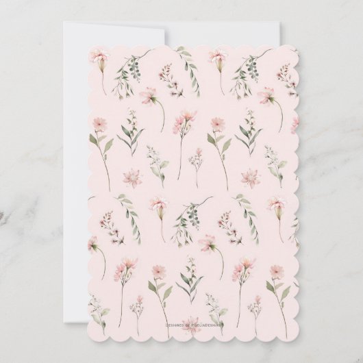 Blush Pink Wildflower Little Miss Onederful foto Kaart (Achterkant)