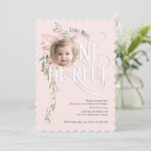Blush Pink Wildflower Little Miss Onederful foto Kaart (Staand voorkant)