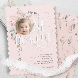 Blush Pink Wildflower Little Miss Onederful foto Kaart
