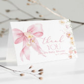 Blush Pink Wildflower Pink Bow Dank je kaart
