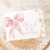 Blush Pink Wildflower Pink Bow Dank je kaart