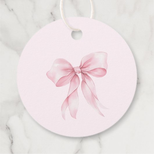 Blush Pink Wildflower Pink Bow Dank u Bedankjes Labels (Achterkant)