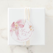 Blush Pink Wildflower Pink Bow Dank u Bedankjes Labels (In situ)