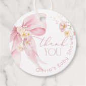 Blush Pink Wildflower Pink Bow Dank u Bedankjes Labels (Voorkant)