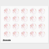 Blush Pink Wildflower Pink Bow Dank u Ronde Sticker (Vel)