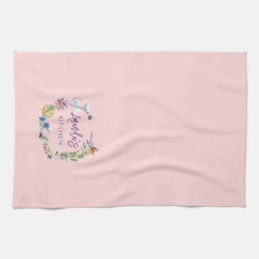 Blush Pink Wildflower Theedoek (Horizontaal)