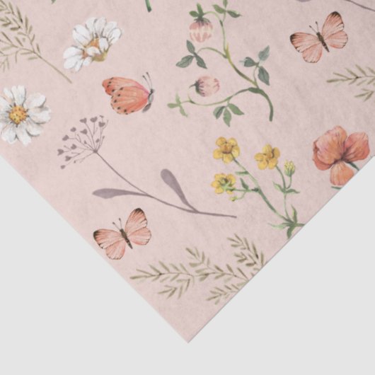 Blush Pink Wildflower Tissuepapier (Detail)