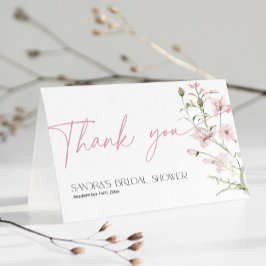Blush Pink Wildflower Vrijgezellenfeest Gevouwen Bedankkaart