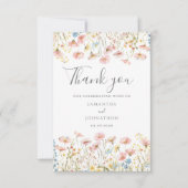 Blush Pink Wildflower Wedding Flat Dank u kaart (Voorkant)