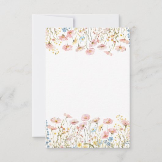 Blush Pink Wildflower Wedding Flat Dank u kaart (Achterkant)