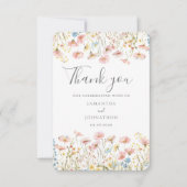 Blush Pink Wildflower Wedding Flat Dank u kaart (Voorkant)