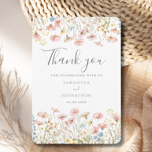 Blush Pink Wildflower Wedding Flat Dank u kaart