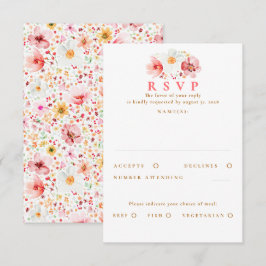 Blush Pink Wildflower Wedding RSVP Kaart