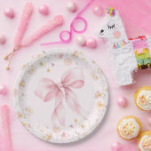 Blush Pink Wildflowers Bow Baby in Bloom Papieren Bordje (Feest)