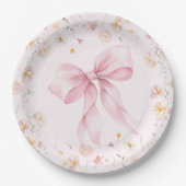 Blush Pink Wildflowers Bow Baby in Bloom Papieren Bordje (Voorkant)