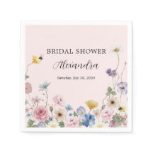 Blush Pink Wildflowers Bridal Shower Invitation