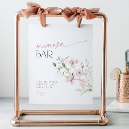 Blush Pink Wildflowers Love is te vinden in Bloom Reclamebord Met Voetstuk