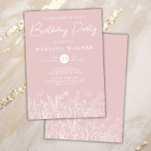 Blush Pink Wildflowers Verjaardagsfeestje Uitnodig Kaart