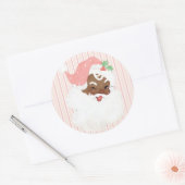 Blush Pink  Winking Black Kerstmis Ronde Sticker (Envelop)