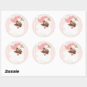 Blush Pink  Winking Black Kerstmis Ronde Sticker (Vel)