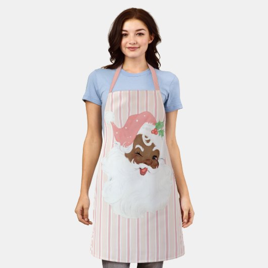 Blush Pink Winking Black Kerstmis Schort (Gedragen)