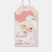 Blush Pink Winking Santa Claus Kerstmis Cadeaulabel (Voorkant)