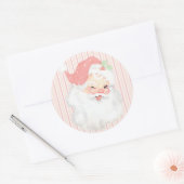 Blush Pink  Winking Santa Claus Kerstmis Ronde Sticker (Envelop)