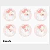 Blush Pink  Winking Santa Claus Kerstmis Ronde Sticker (Vel)