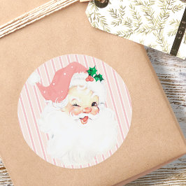 Blush Pink Winking Santa Claus Kerstmis Ronde Sticker